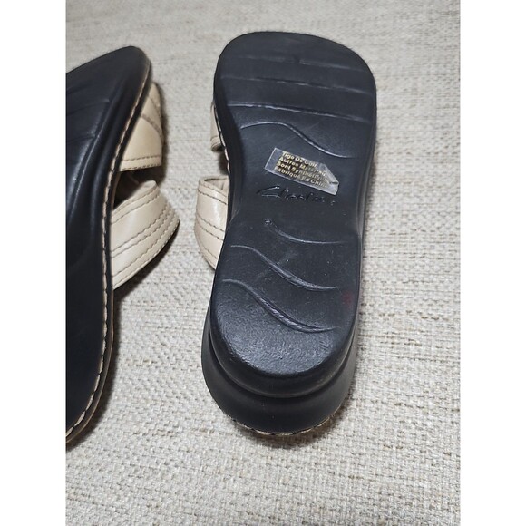 Clarks Bendables 65567 Shoes Women's Size US 7.5M Leather Slides Wedge Sandals - Picture 14 of 15